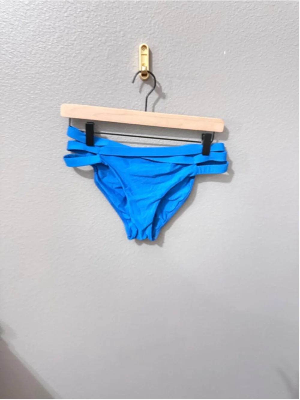 Women's Pq swim Blue Strappy Bikini Bottom M
